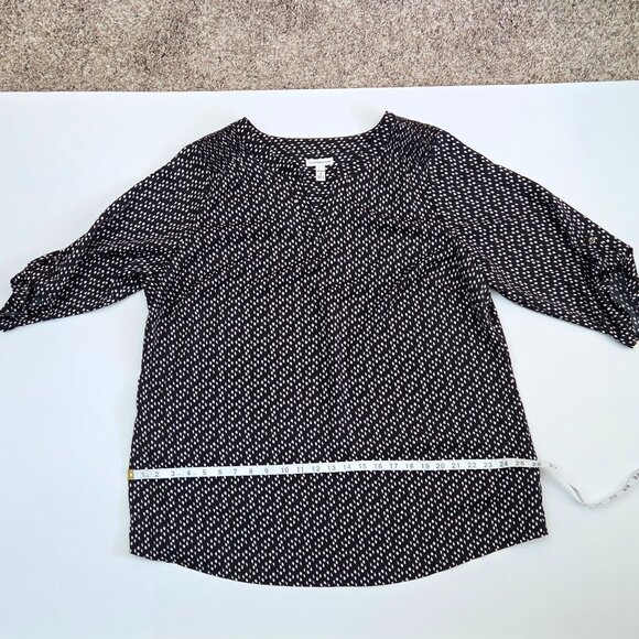 NWT - Croft & Barrow Black & White Printed Blouse, Size 1X - Picture 8 of 9